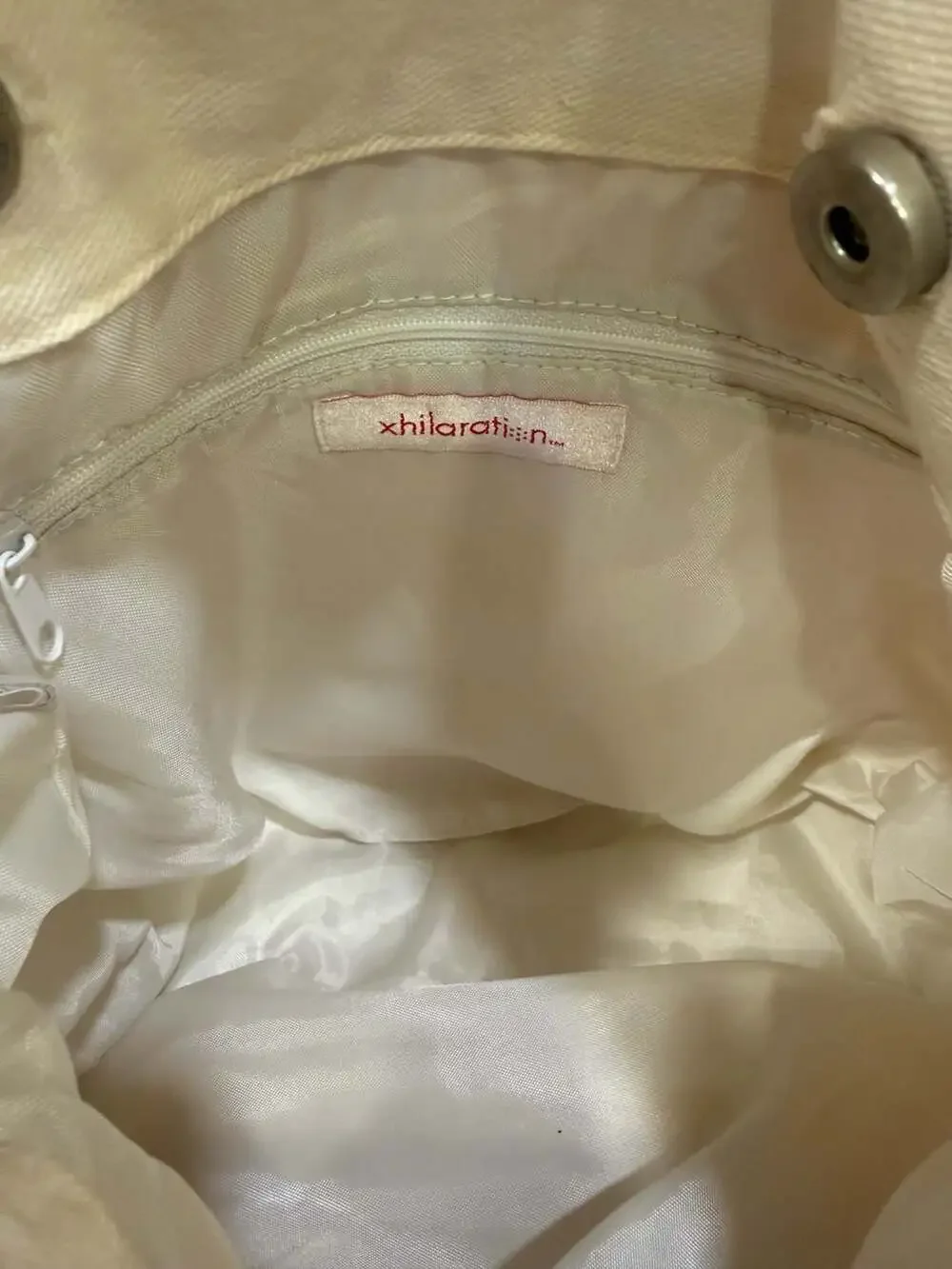 Xhilaration Off-White Canvas Wildflower Embroidered Hobo Shoulder Bag